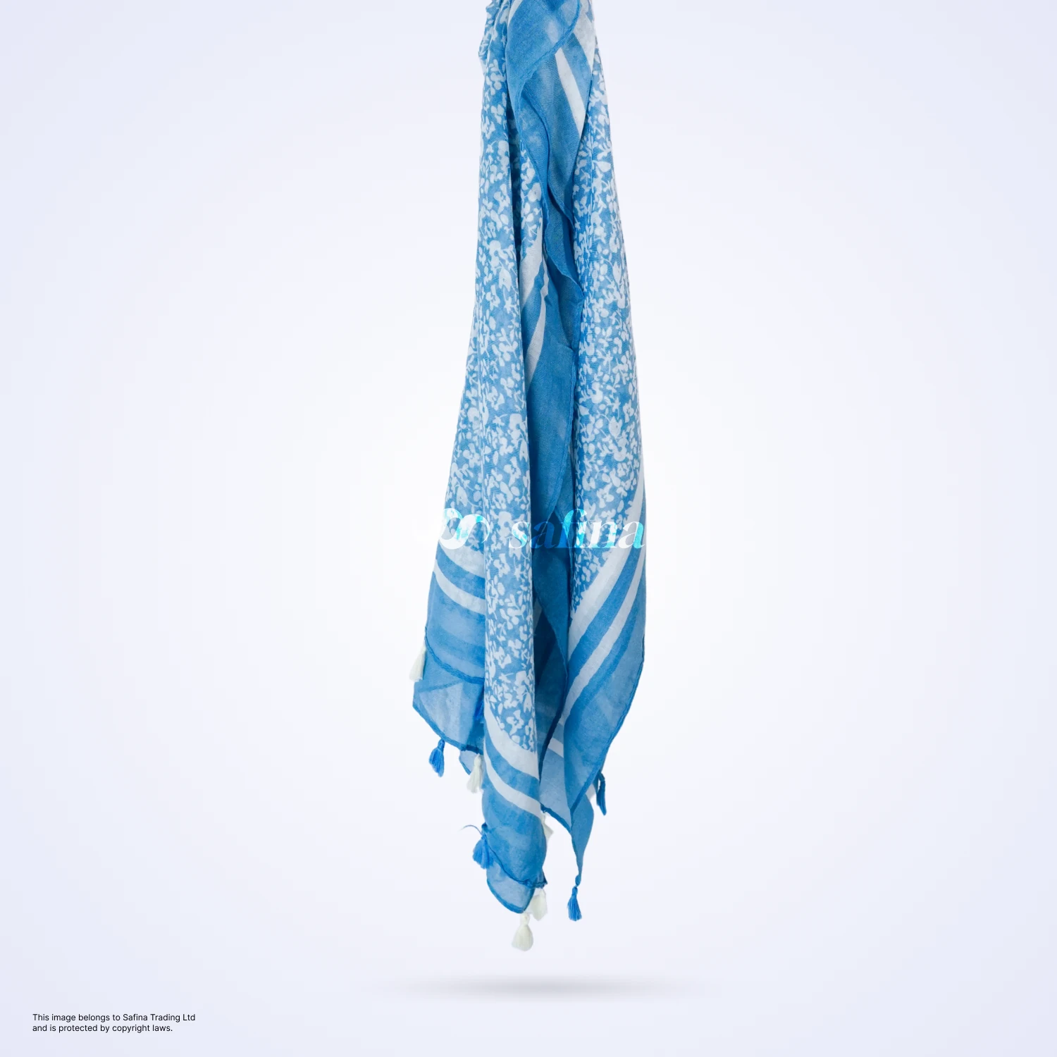 Sky blue floral cotton headscarf - Image 2