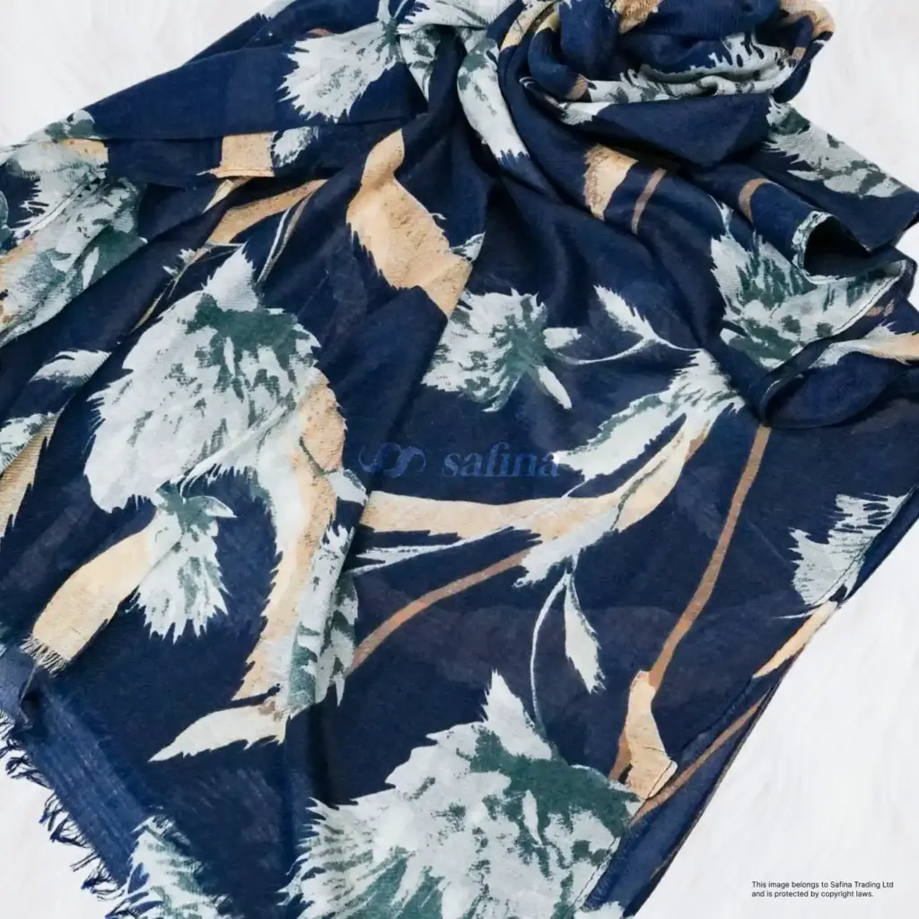 BIOMICE dark blue viscose scarf